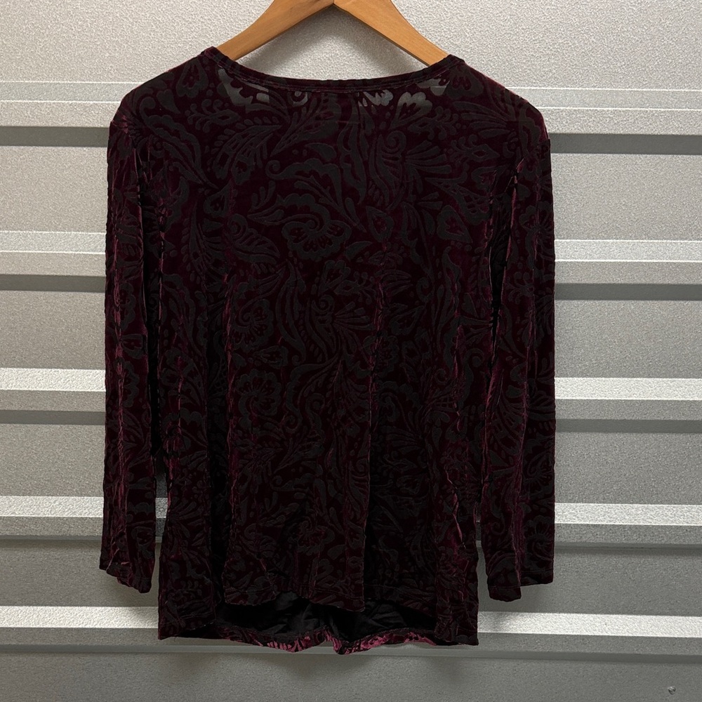 Apostrophe Stretch Women’s PLUS 16W-18W Purple Whimsigoth Velvet floral Top VTG - Picture 5 of 8